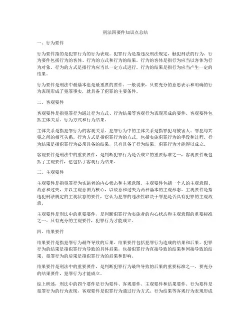 刑法四要件知识点总结