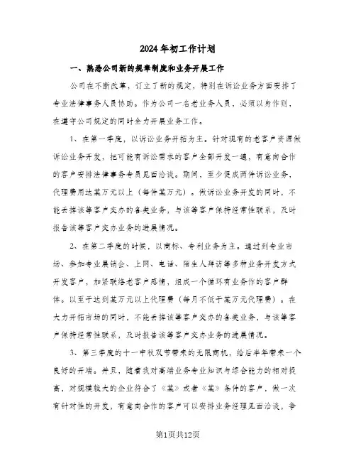 2024年初工作计划(五篇)