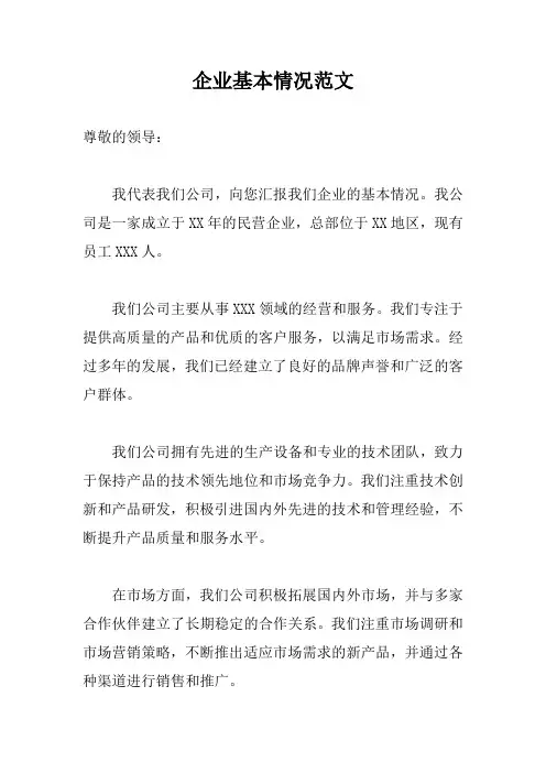 企业基本情况范文