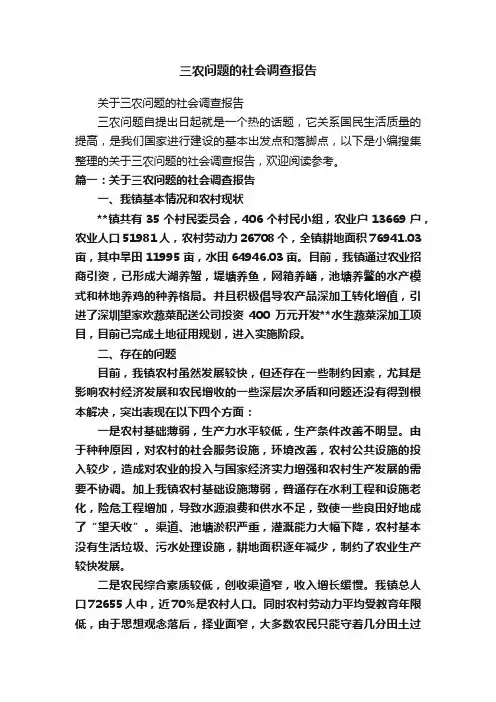 三农问题的社会调查报告