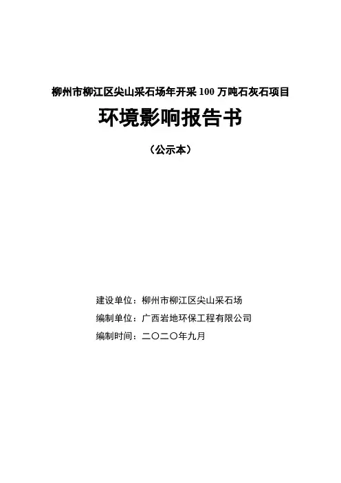 年开采100万吨石灰石项目环境影响审批报告书