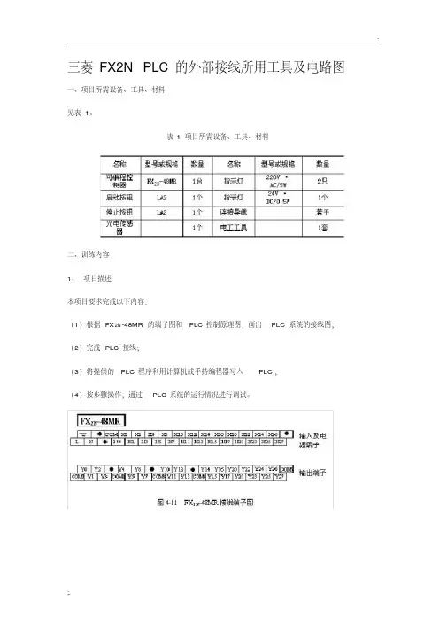 三菱FX2NPLC的外部接线所用工具及电路图
