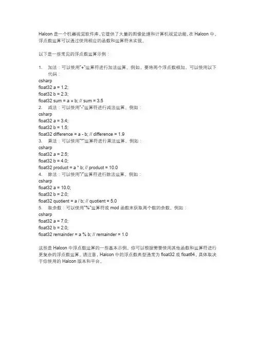 halcon浮点数运算