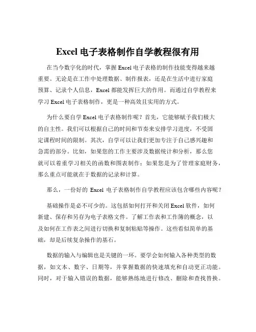 Excel电子表格制作自学教程很有用