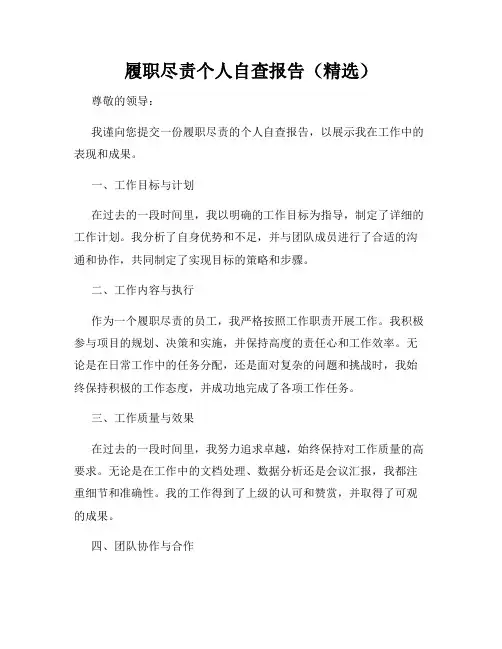 履职尽责个人自查报告(精选)