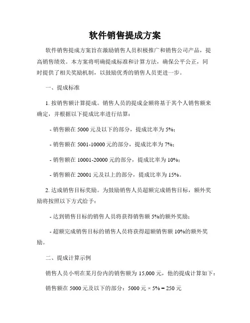 软件销售提成方案