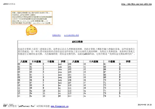 ASCII码对照表