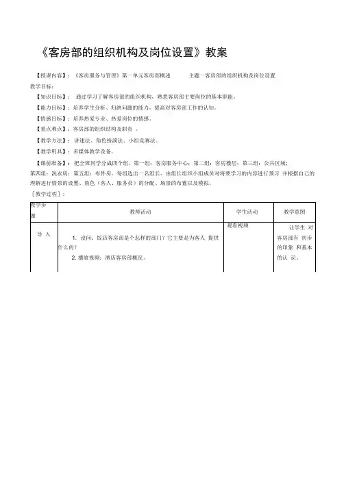 1.1.客房部组织机构和岗位设置