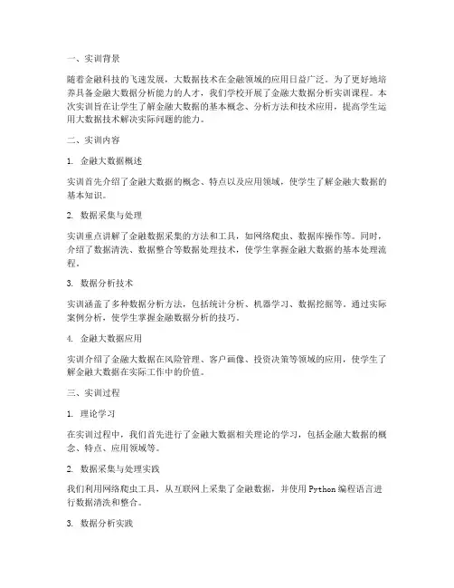 金融大数据分析实训报告