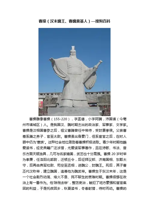 曹操（汉末魏王、曹魏奠基人）—搜狗百科