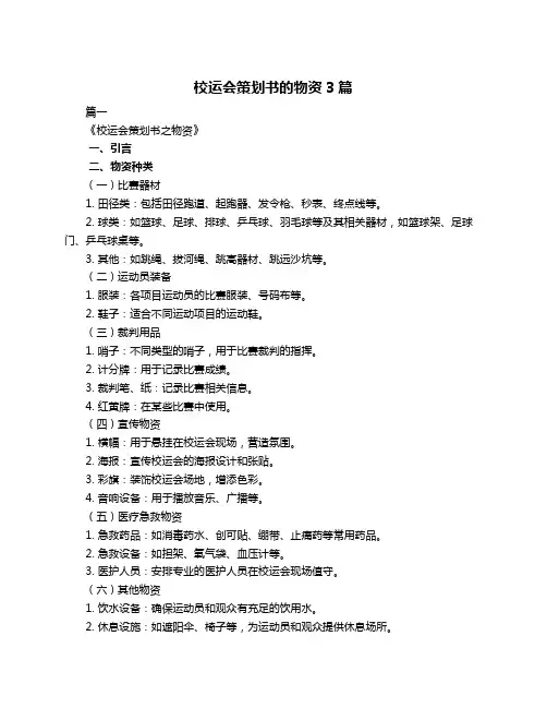校运会策划书的物资3篇