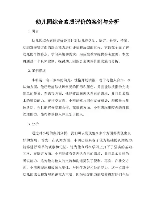幼儿园综合素质评价的案例与分析