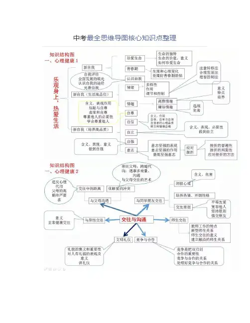 中考道德与法治最全思维导图+核心知识点