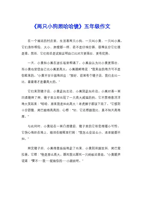 《两只小狗照哈哈镜》五年级作文