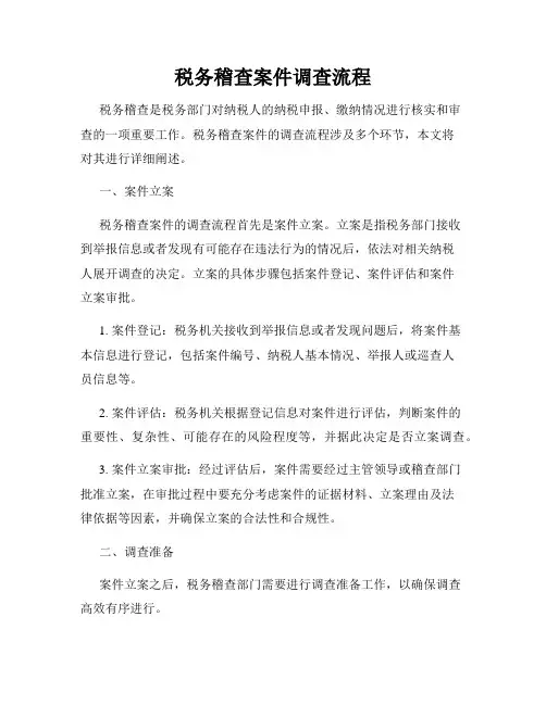 税务稽查案件调查流程