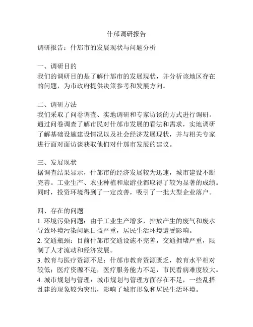 什邡调研报告