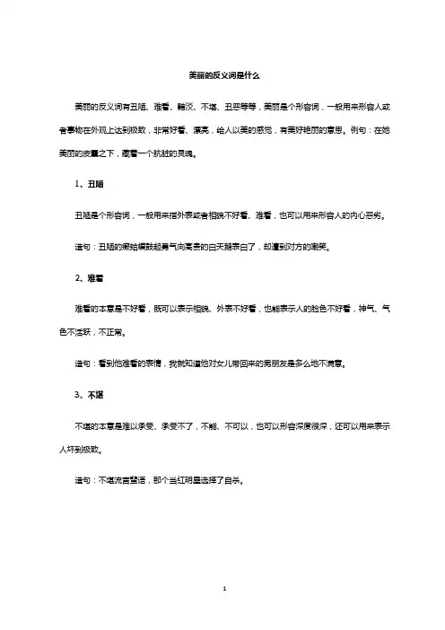 美丽的反义词是什么