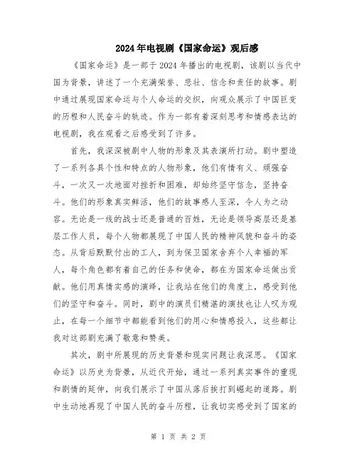 2024年电视剧《国家命运》观后感