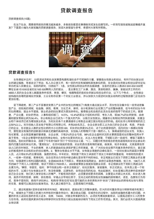 贷款调查报告