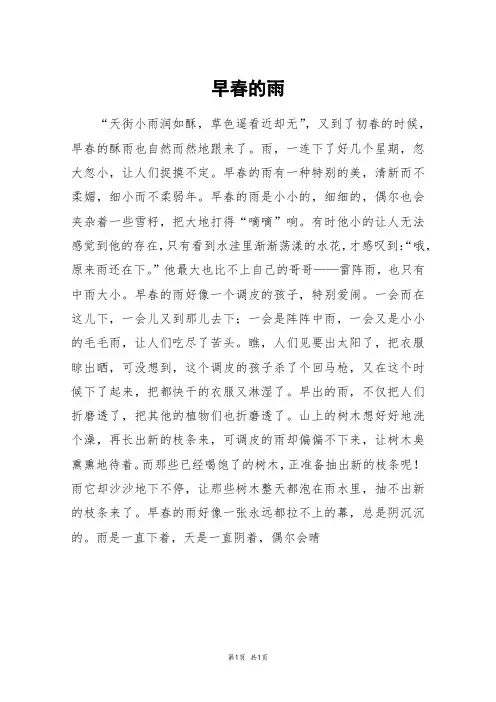 早春的雨_初一作文