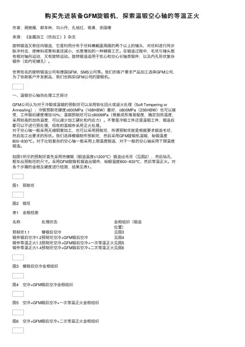购买先进装备GFM旋锻机，探索温锻空心轴的等温正火
