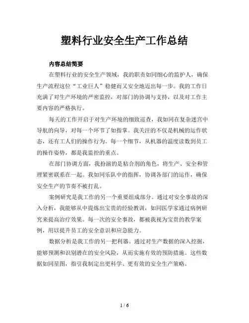 塑料行业安全生产工作总结