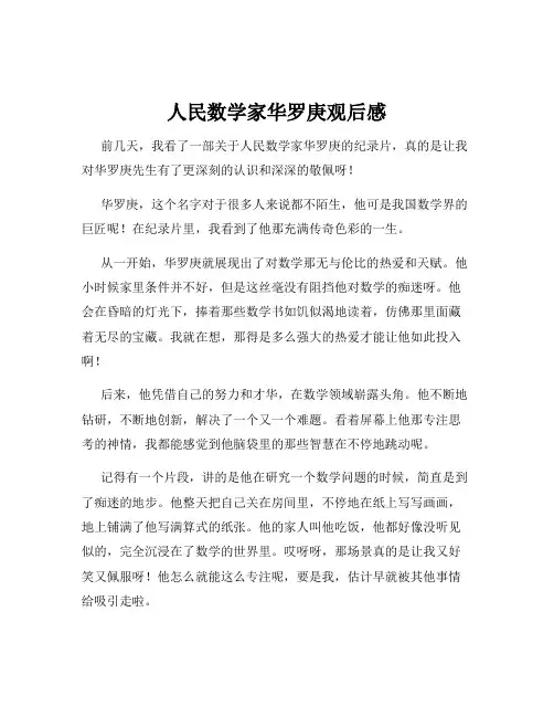 人民数学家华罗庚观后感
