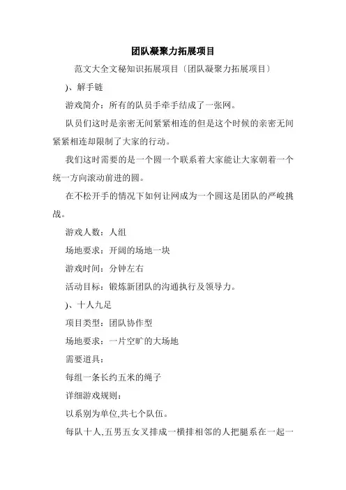 团队凝聚力拓展项目.doc