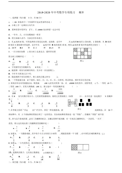 2019-2020年中考数学专项练习概率.docx