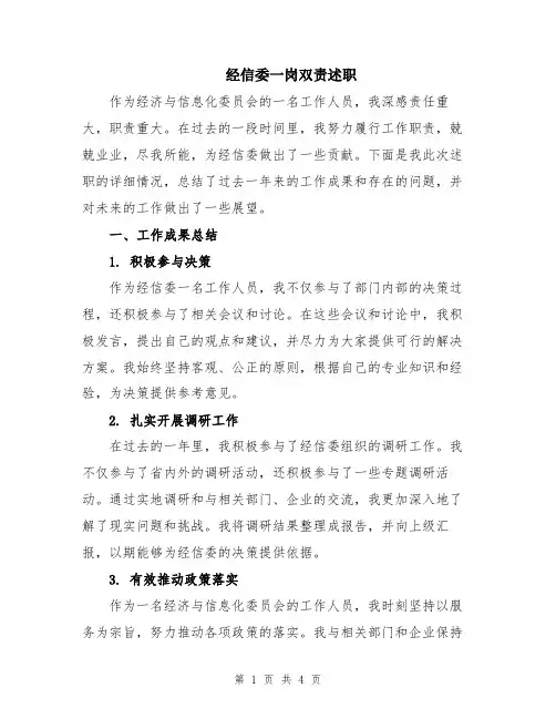 经信委一岗双责述职