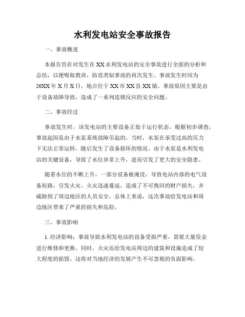 水利发电站安全事故报告