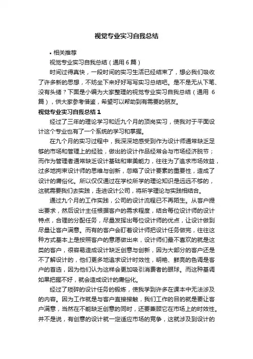 视觉专业实习自我总结