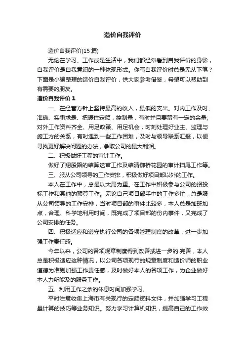 造价自我评价