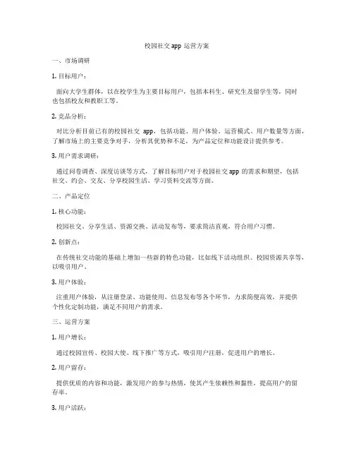 校园社交app运营方案