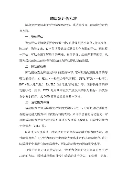肺康复评价标准