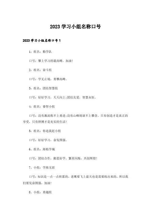 2023学习小组名称口号