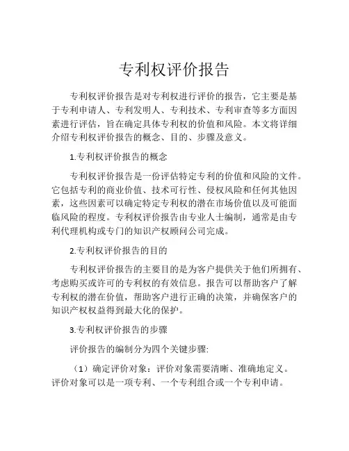 专利权评价报告
