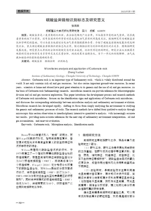 碳酸盐岩微相识别标志及研究意义