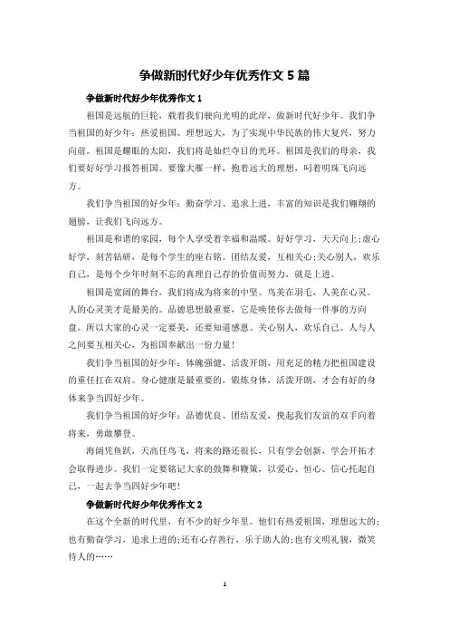 争做新时代好少年优秀作文5篇