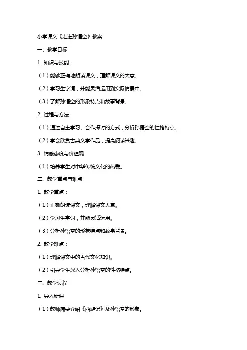 小学课文《走进孙悟空》教案