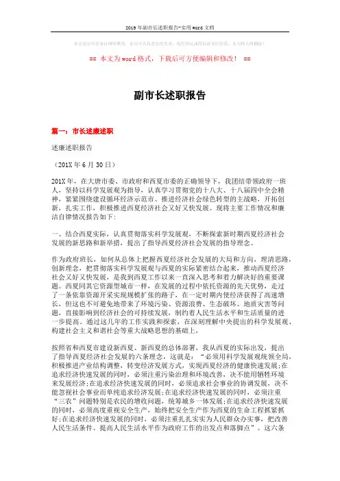 2019年副市长述职报告-实用word文档 (9页)