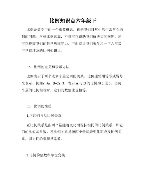 比例知识点六年级下