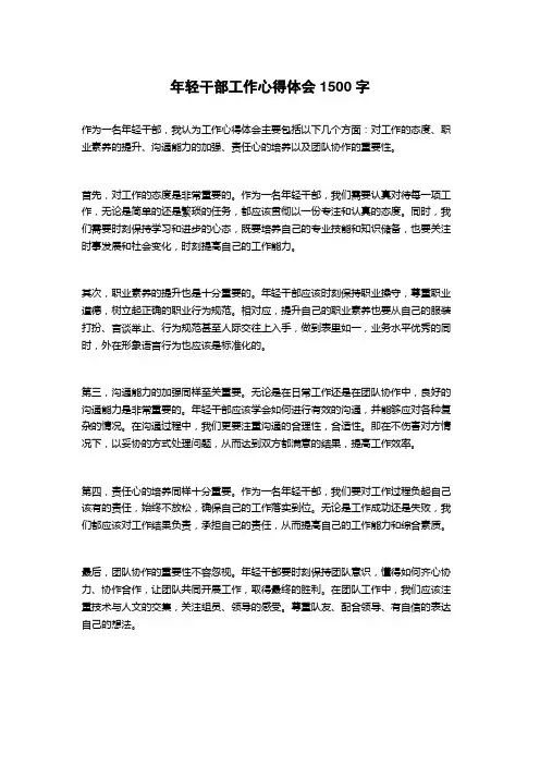 年轻干部工作心得体会