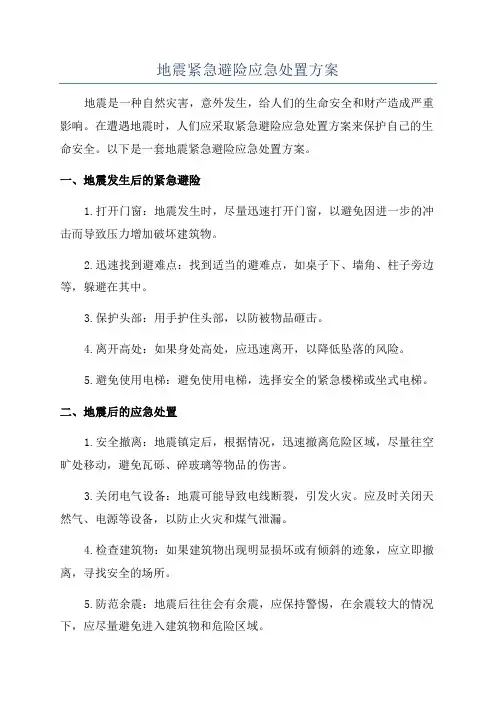 地震紧急避险应急处置方案