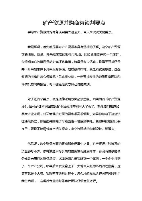 矿产资源并购商务谈判要点