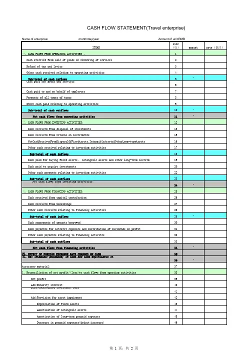 现金流量表 CASH FLOW STATEMENT(中英文对照版)