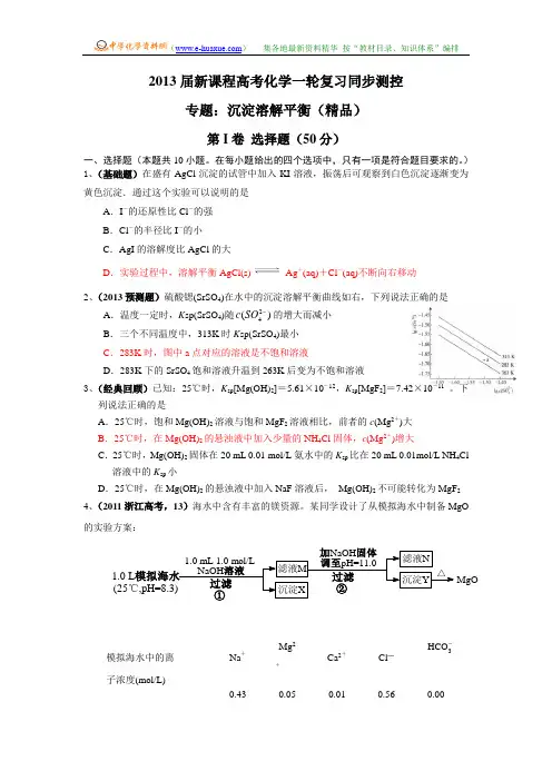 v专题：沉淀溶解平衡(精品)