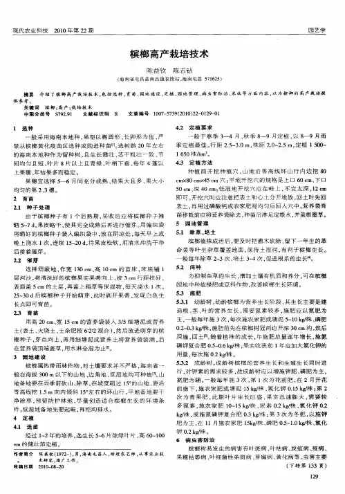 槟榔高产栽培技术