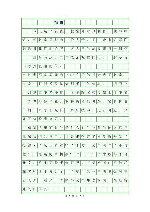 2019年惊喜作文500字