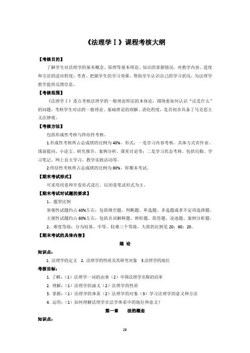 《法理学Ⅰ》课程考核大纲